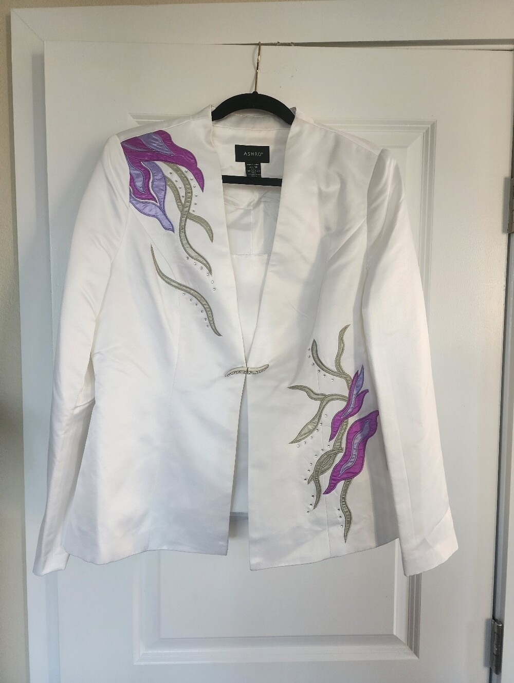 NWT ASHRO White Floral Embroidered Skirt Suit Size 14 - Picture 8 of 16